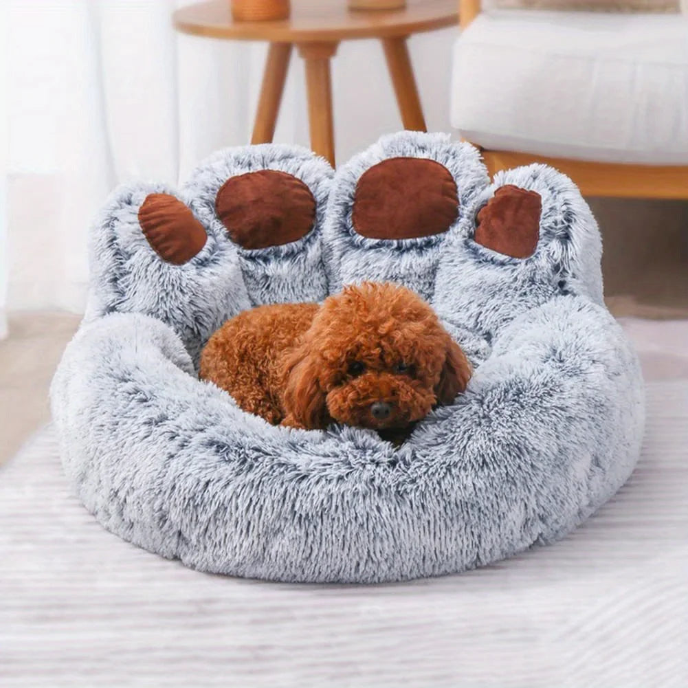 Flauschiges Bärenpfoten Bett für Hund & Katze
