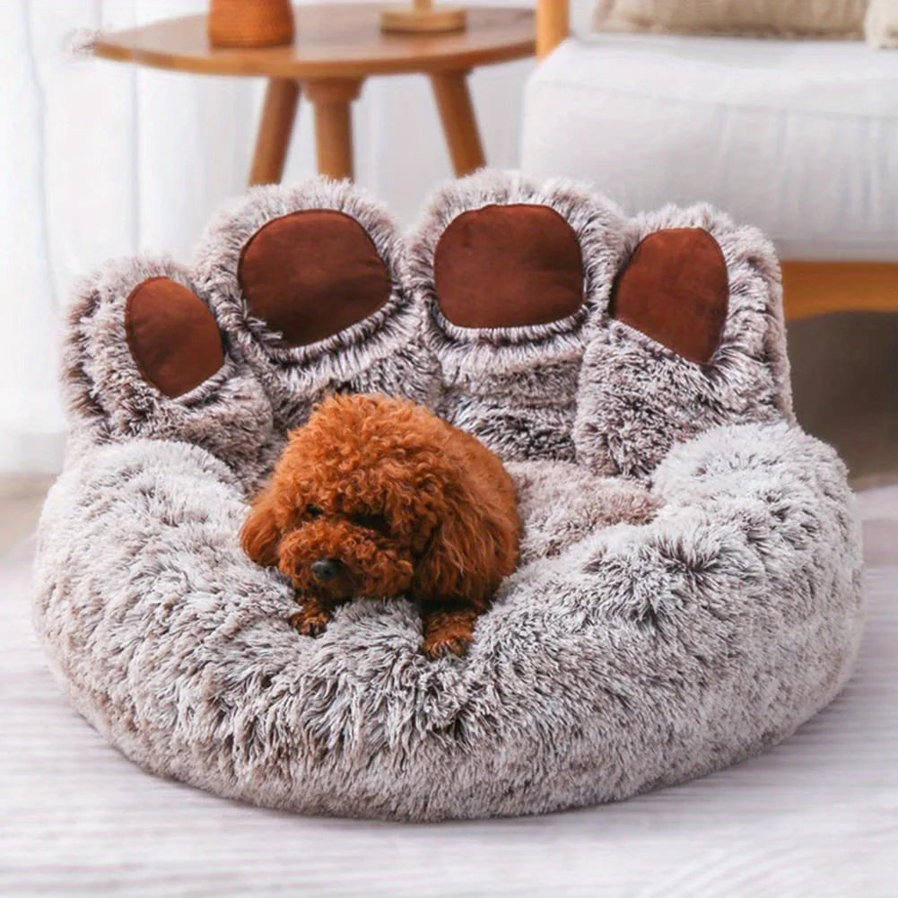 Flauschiges Bärenpfoten Bett für Hund & Katze
