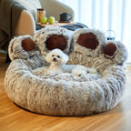 Flauschiges Bärenpfoten Bett für Hund & Katze