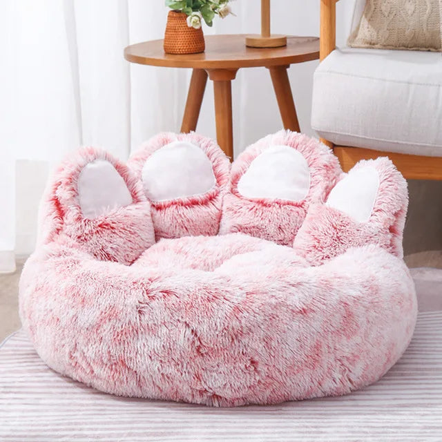 Flauschiges Bärenpfoten Bett für Hund & Katze