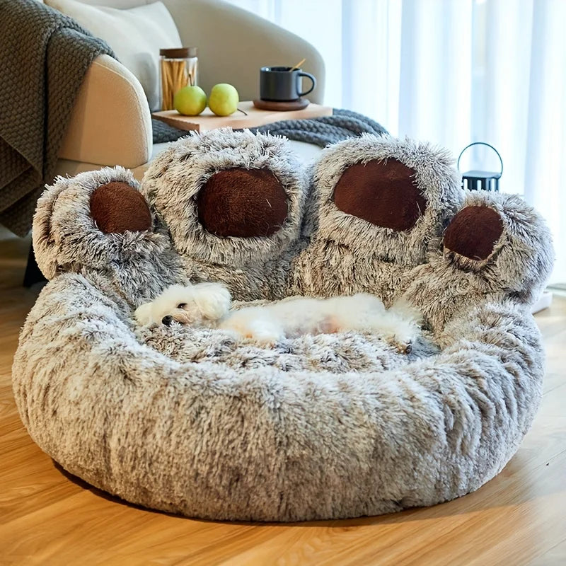 Flauschiges Bärenpfoten Bett für Hund & Katze