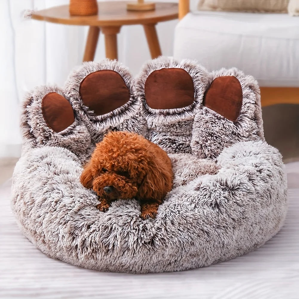 Flauschiges Bärenpfoten Bett für Hund & Katze