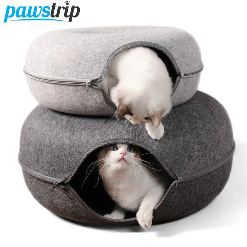 2in1 Katzenhöhle & Tunnelbett für 2 Katzen