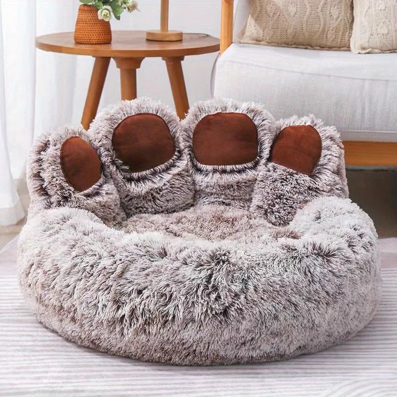 Flauschiges Bärenpfoten Bett für Hund & Katze