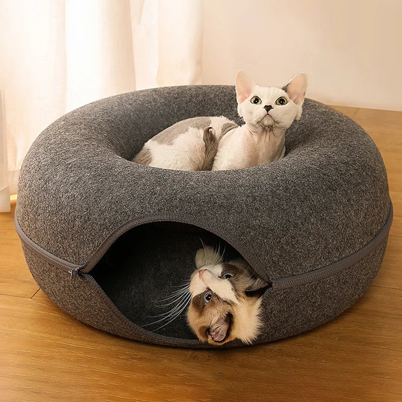 2in1 Katzenhöhle & Tunnelbett für 2 Katzen